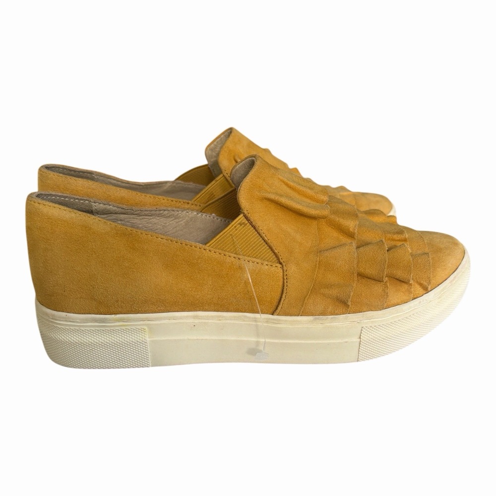 Seychelles Quake Mustard Yellow Suede Ruffle Slip On Platform Sneakers Women's 6 - Picture 4 of 10